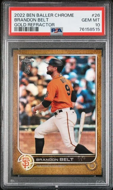 2022 Topps Brandon Belt Ben Baller Chrome Gold Refractor #26 card image