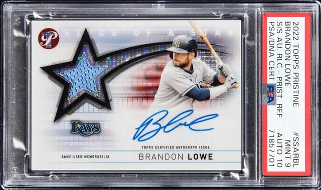 2022 Topps Brandon Lowe Pristine Slice of a Star Autographed Relic #SSARBL card image