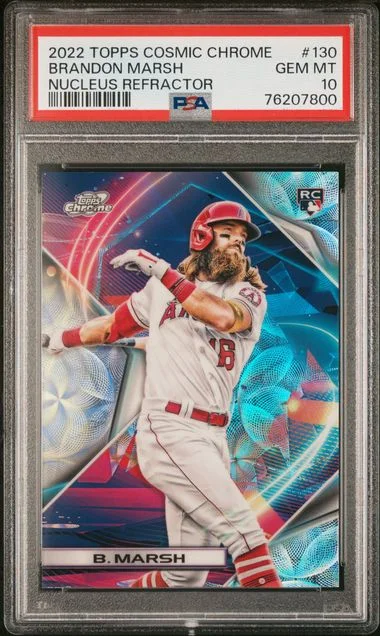 2022 Topps Brandon Marsh Cosmic Chrome Nucleus Refractor #130 card image