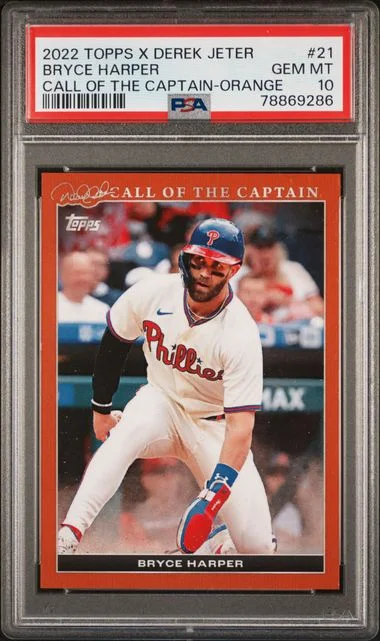 2022 Topps Bryce Harper X Derek Jeter: Call Of The Captain Orange #21 card image