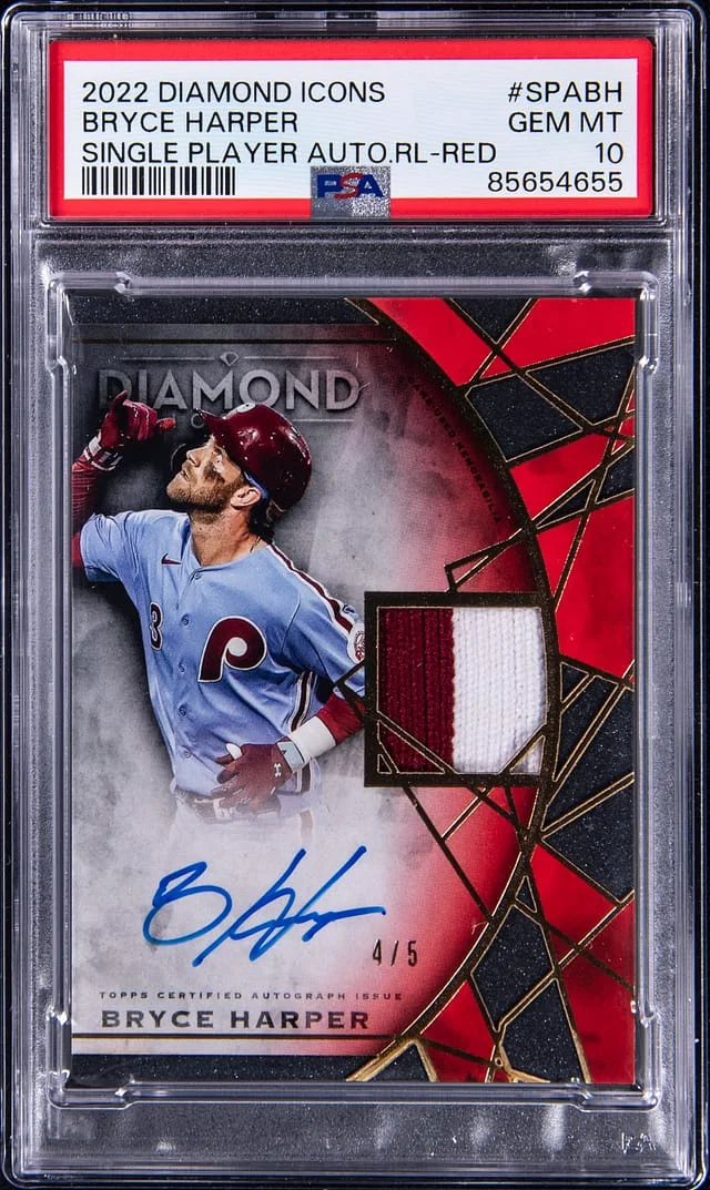 2022 Topps Bryce Harper Diamond Icons Single Player Autographed Relics Red #SPA-BH card image