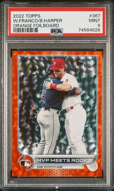 2022 Topps Bryce Harper/Wander Franco Orange Foilboard #367 card image