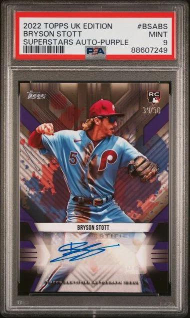 2022 Topps Bryson Stott UK Edition Superstars Autographs Purple #BSABS card image