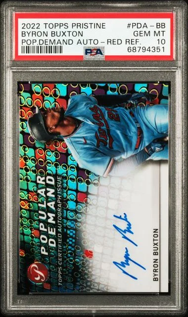 2022 Topps Byron Buxton Pristine Popular Demand Autographs Red Refractor #PDA-BB card image