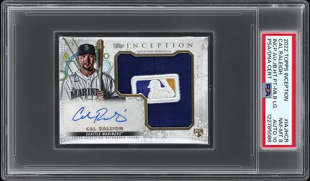 2022 Topps Cal Raleigh Inception Autograph Jumbo Hat Patch MLB Logo #IAJH-CR card image