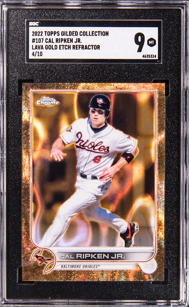 2022 Topps Cal Ripken Jr. Gilded Collection Lava Gold Etch Refractor #107 card image