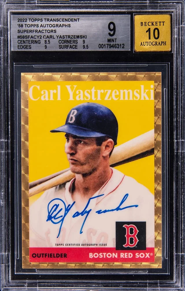 2022 Topps Carl Yastrzemski Transcendent Collection 1958 Topps Autographs SuperFractor #58SFA-CY2 card image