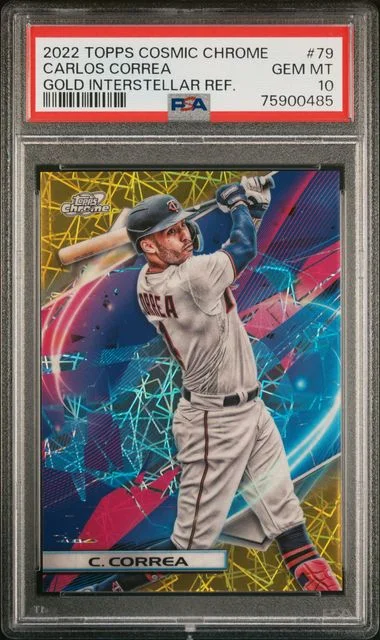 2022 Topps Carlos Correa Cosmic Chrome Gold Interstellar Refractor #79 card image