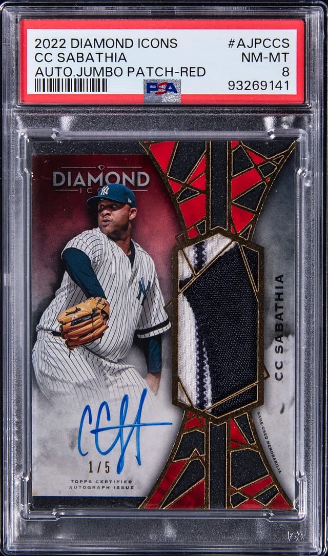 2022 Topps CC Sabathia Diamond Icons Autograph Jumbo Patch Red #AJP-CCS card image