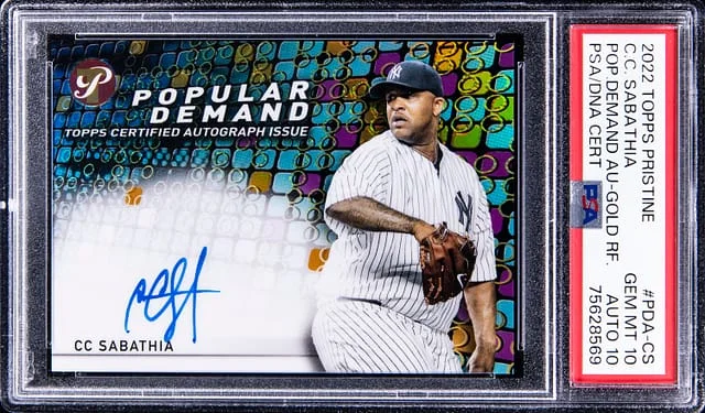 2022 Topps C.C. Sabathia Pristine Popular Demand Autograph Gold Refractor #PDA-CS card image
