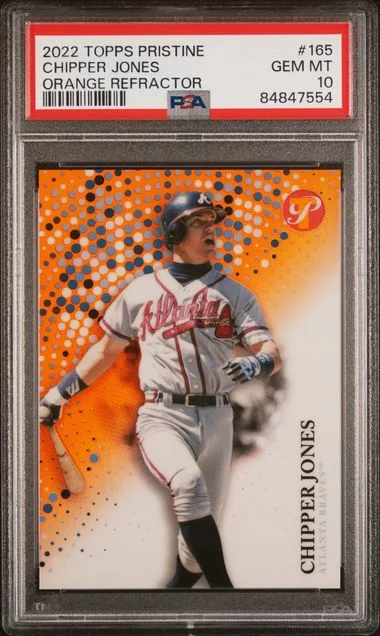 2022 Topps Chipper Jones Pristine Orange Refractor #165 card image