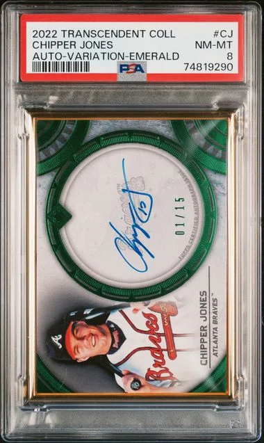 2022 Topps Chipper Jones Transcendent Collection Autographs Variation-Emerald #CJ card image