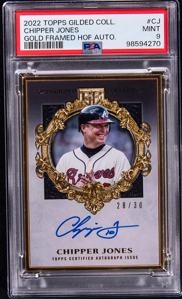 2022 Topps Chipper Jones Gilded Collection Gold Framed Hall of Famers Autograph #HAFA-CJ card image