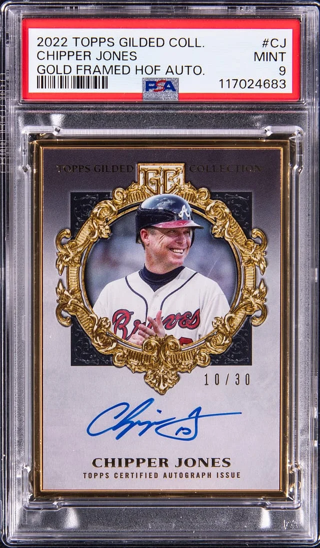 2022 Topps Chipper Jones Gilded Collection Gold Framed HOF Autograph #THAFA-CJ card image