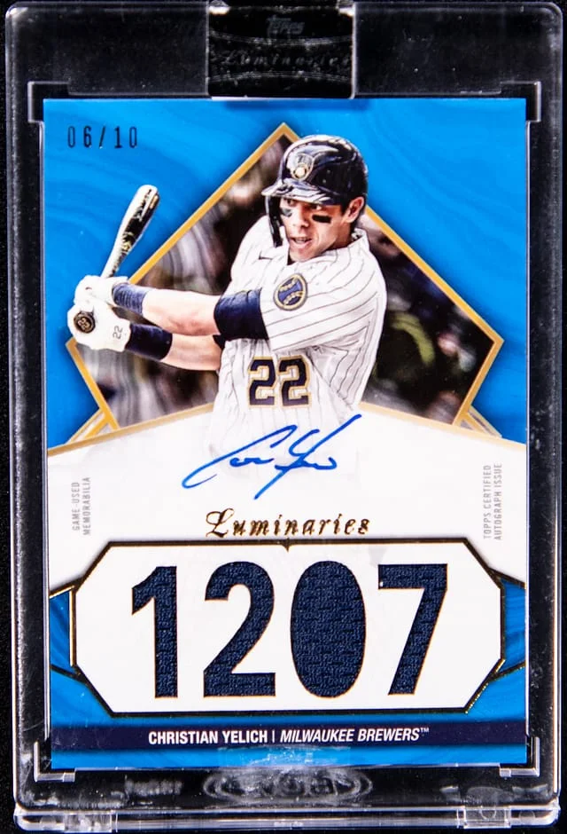 2022 Topps Christian Yelich Luminaries Hit Kings Autographed Relics #HKAR-CYE card image