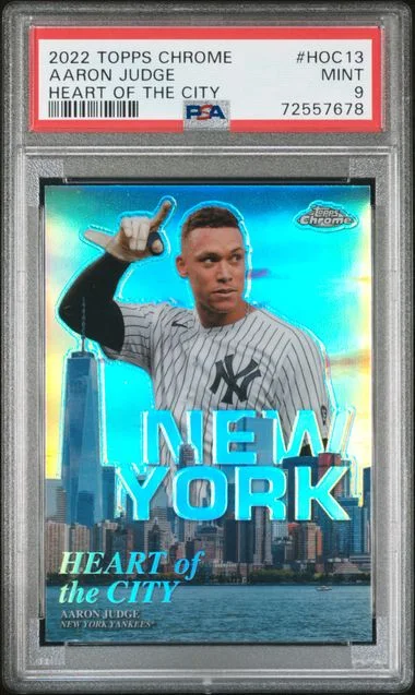 2022 Topps Chrome Aaron Judge Heart of the City Gold Refractor #HOC-13 card image