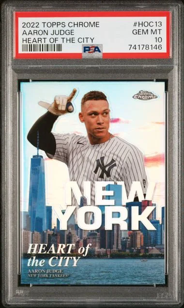 2022 Topps Chrome Aaron Judge Heart Of The City #HOC13 card image