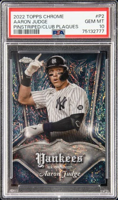 2022 Topps Chrome Aaron Judge Pinstriped/Club Plaques #P-2 card image