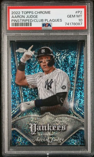 2022 Topps Chrome Aaron Judge Pinstriped/Club Plaques #P2 card image