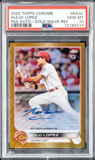 2022 Topps Chrome Alejo Lopez Autographs Gold Wave Refractor #RAAL card image