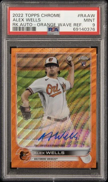 2022 Topps Chrome Alex Wells Autographs Orange Wave Refractor #RA-AW card image