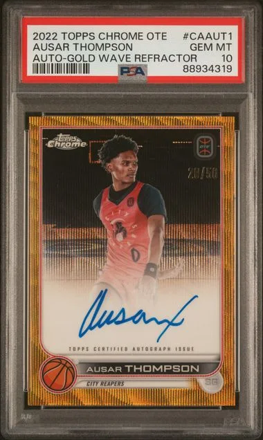 2022 Topps Chrome Ausar Thompson Overtime Elite Autographs Gold Wave Refractor #CAAUT1 card image
