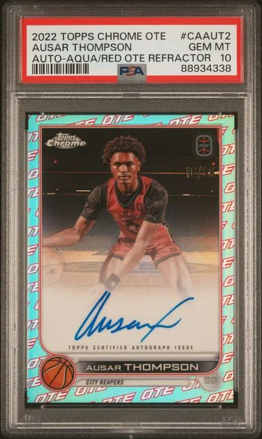 2022 Topps Chrome Ausar Thompson Overtime Elite Autographs Aqua/Red Ote Refractor #CAAUT2 card image