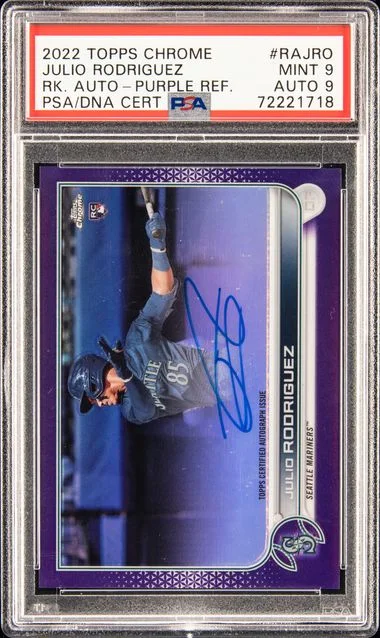 2022 Topps Chrome Autographs Purple Refractor Rajro Julio Rodriguez #no-number card image