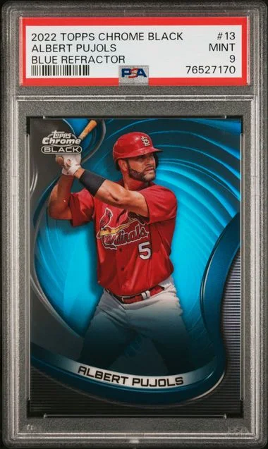 2022 Topps Chrome Black Albert Pujols Blue Refractor #13 card image