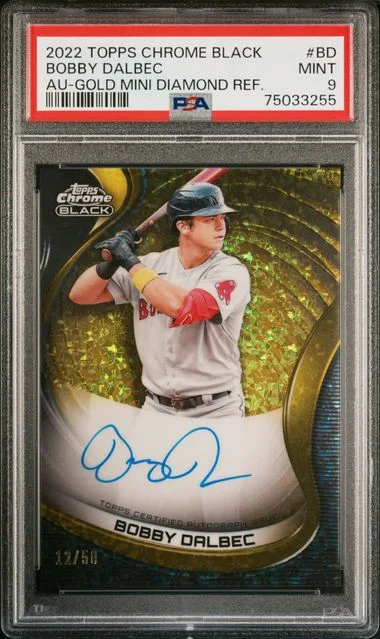 2022 Topps Chrome Black Bobby Dalbec Autographs Gold Mini Diamond Refractor #CBA-BD card image
