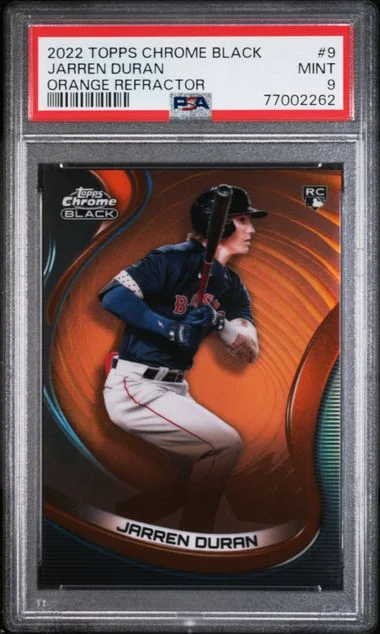 2022 Topps Chrome Black Jarren Duran Green Atomic Refractor #9 card image