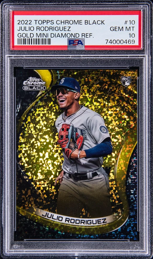 2022 Topps Chrome Black Julio Rodriguez Blue Refractor #10 card image