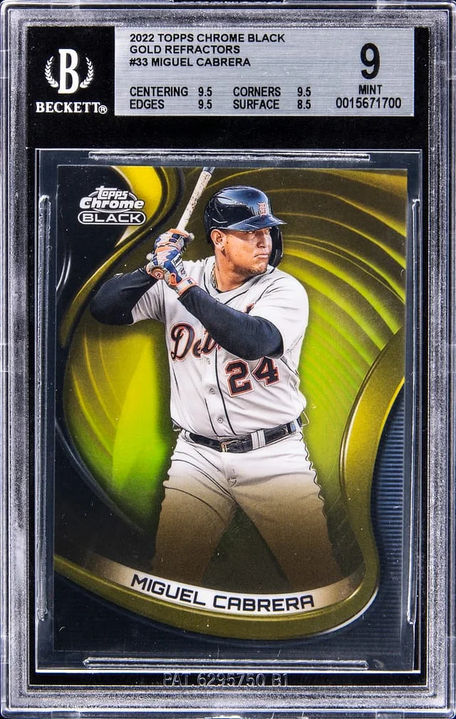 2022 Topps Chrome Black Miguel Cabrera Gold Refractor #33 card image
