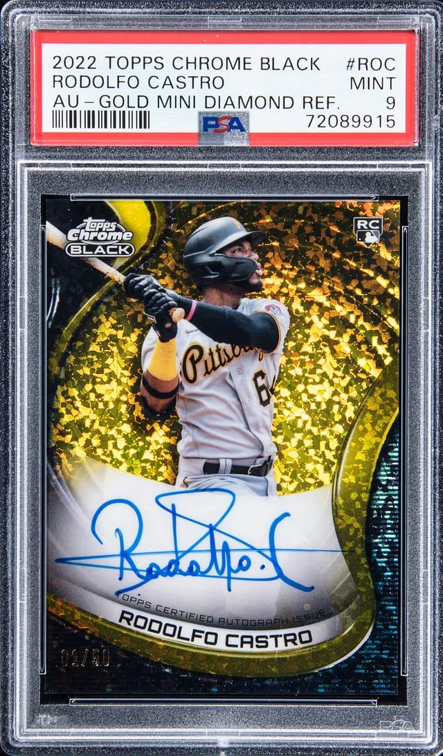 2022 Topps Chrome Black Rodolfo Castro Autograph - Gold Mini Diamond Refractor #ROC card image