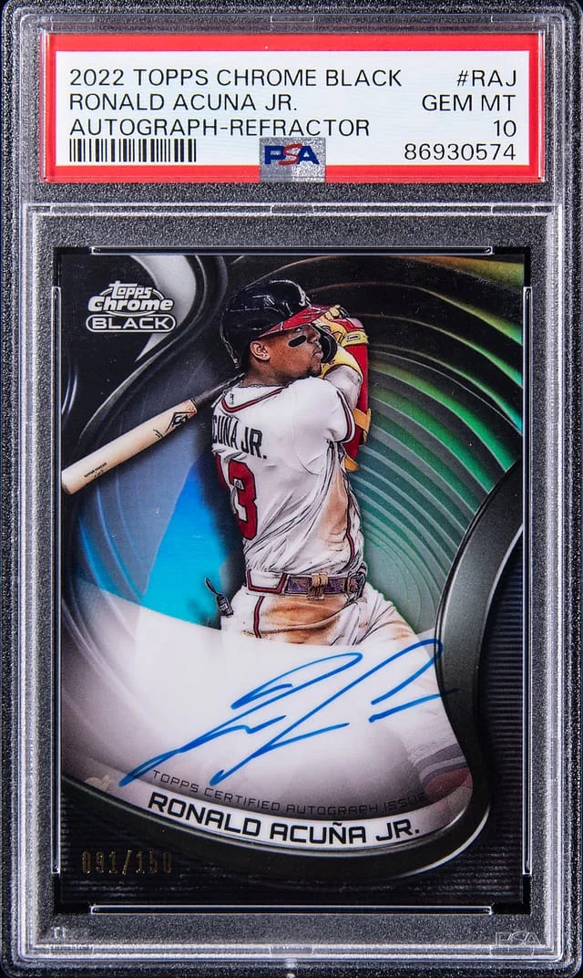 2022 Topps Chrome Black Ronald Acuna Jr. Autograph Refractor #CBA-RAJ card image