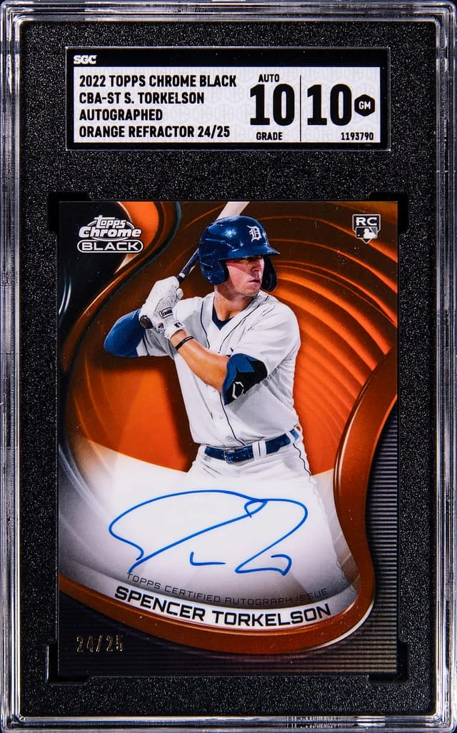 2022 Topps Chrome Black Spencer Torkelson Autographed Orange Refractor #CBA-ST card image