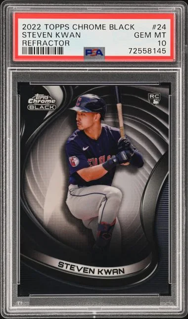 2022 Topps Chrome Black Steven Kwan Refractor #24 card image