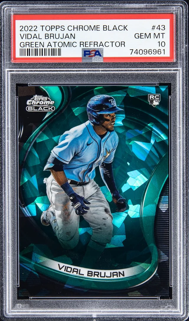 2022 Topps Chrome Black Vidal Brujan Green Atomic Refractor #43 card image