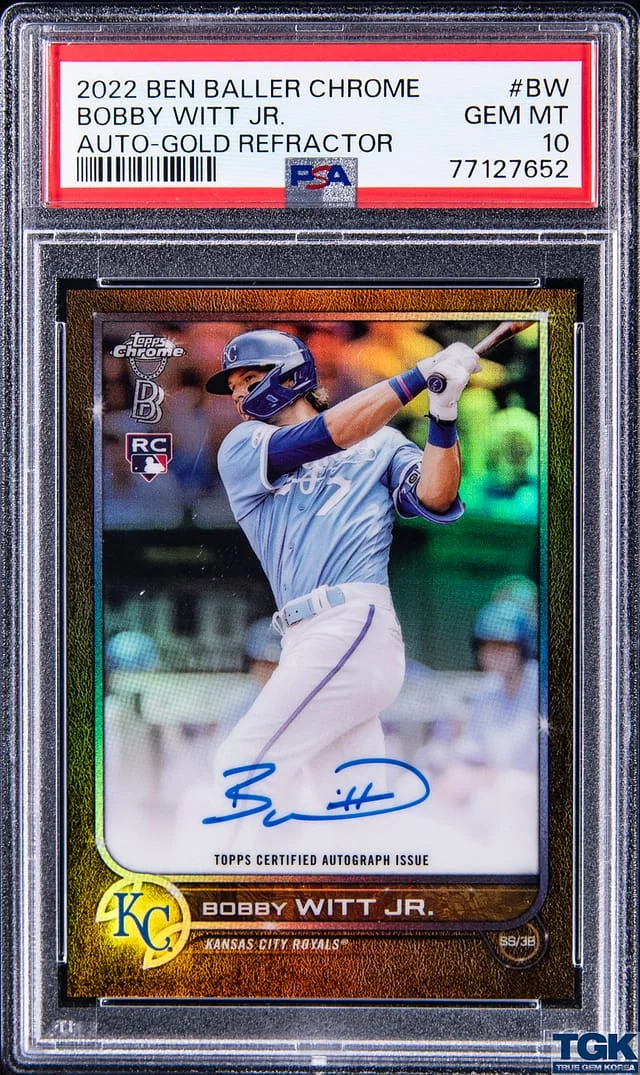2022 Topps Chrome Bobby Witt Jr Ben Baller Autographs Gold Refractor #BBA-BW card image