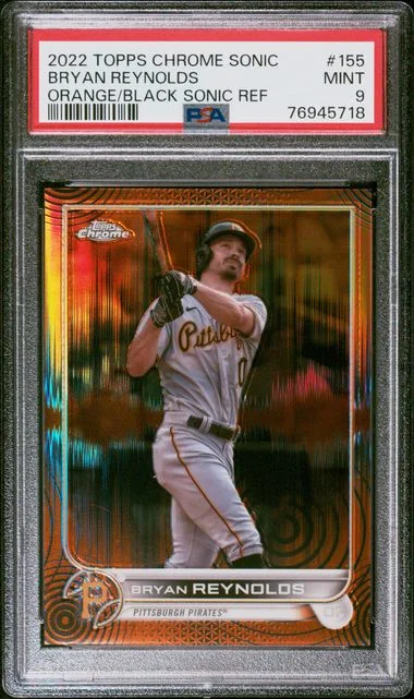 2022 Topps Chrome Bryan Reynolds Orange/Black Sonic Refractor #155 card image