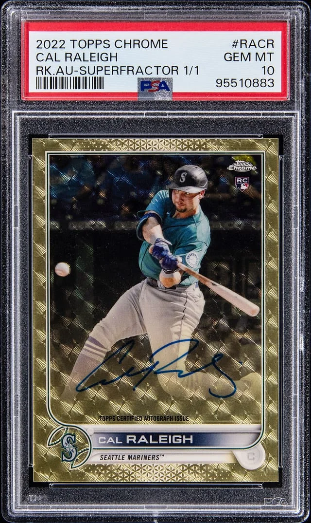 2022 Topps Chrome Cal Raleigh Autograph SuperFractor #RA-CR card image
