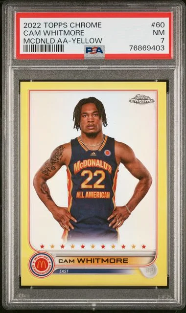 2022 Topps Chrome Cam Whitmore Mcdonald's All-American Yellow #60 card image