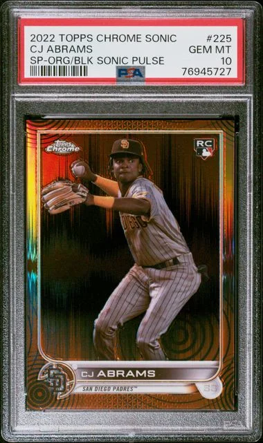 2022 Topps Chrome CJ Abrams Orange/Black Sonic Pulse Refractor #225 card image