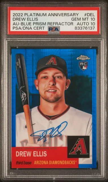 2022 Topps Chrome Drew Ellis Autograph Blue Prism Refractor #CPA-DEL card image