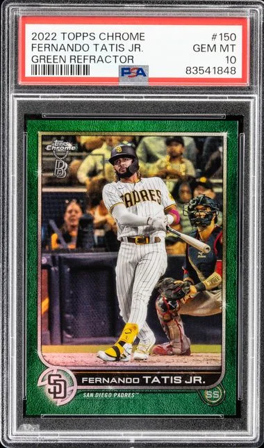 2022 Topps Chrome Fernando Tatis Jr. Green Refractor #150 card image