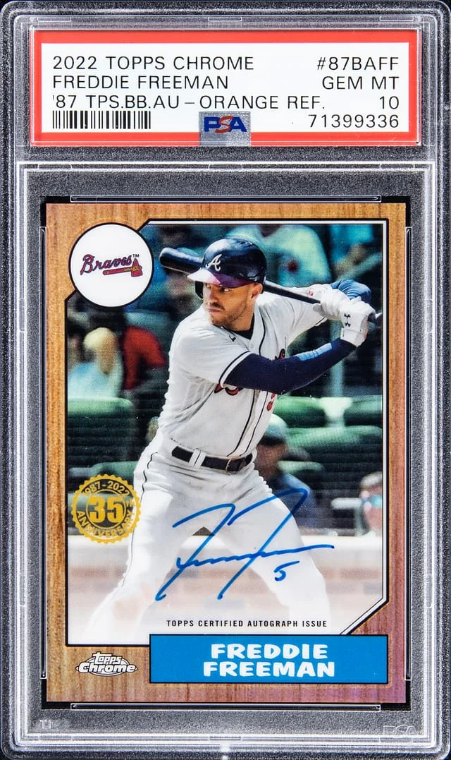 2022 Topps Chrome Freddie Freeman 87 Topps Baseball Autograph Orange Refractor #87BA-FF card image