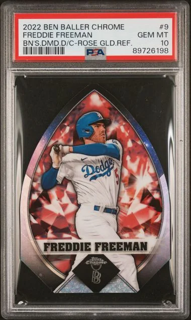 2022 Topps Chrome Freddie Freeman Ben Baller Ben's Diamond Die-Cuts Rose Gold Refractor #9 card image