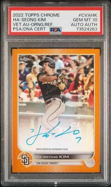 2022 Topps Chrome Ha-Seong Kim Veteran Autographs Orange Refractor #CVA-HK card image