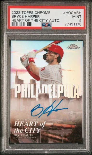 2022 Topps Chrome Heart Of The City Autographs Hocabh Bryce Harper #no-number card image