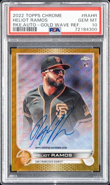 2022 Topps Chrome Heliot Ramos Autographs Gold Wave Refractor #RAHR card image